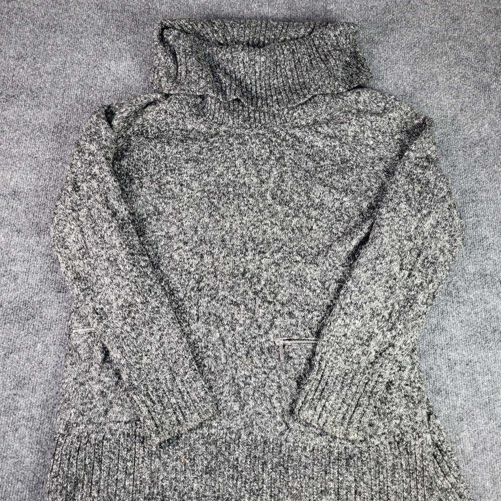 Michael Kors Womens Gray Marled Turtleneck Sweater Zipper Pockets Size L